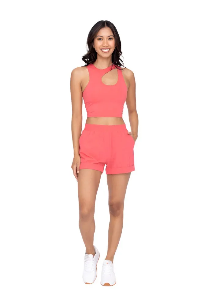 Mono B Venedig-Schnitt Cropped Bustier-Top AT6381 Paradiesrosa