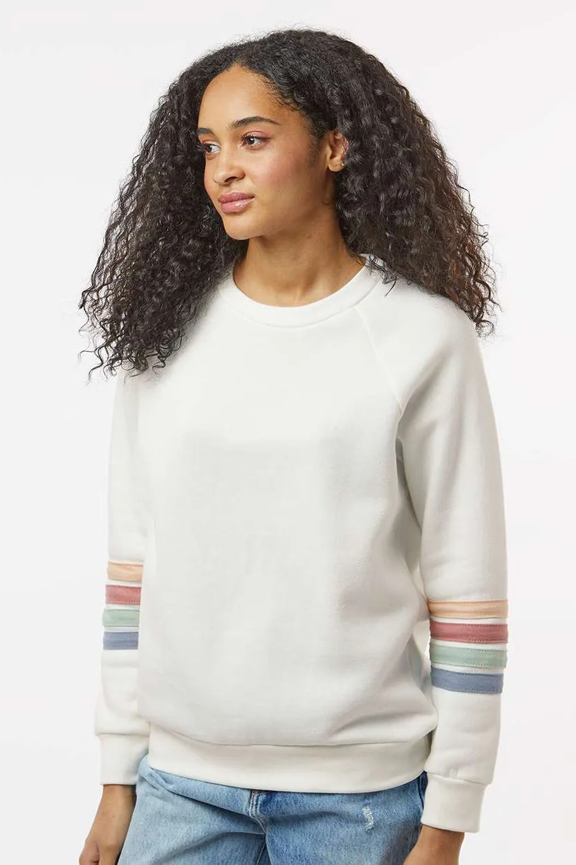 MV Sport Damen Pullover mit gestreiften Ärmeln - Elfenbein