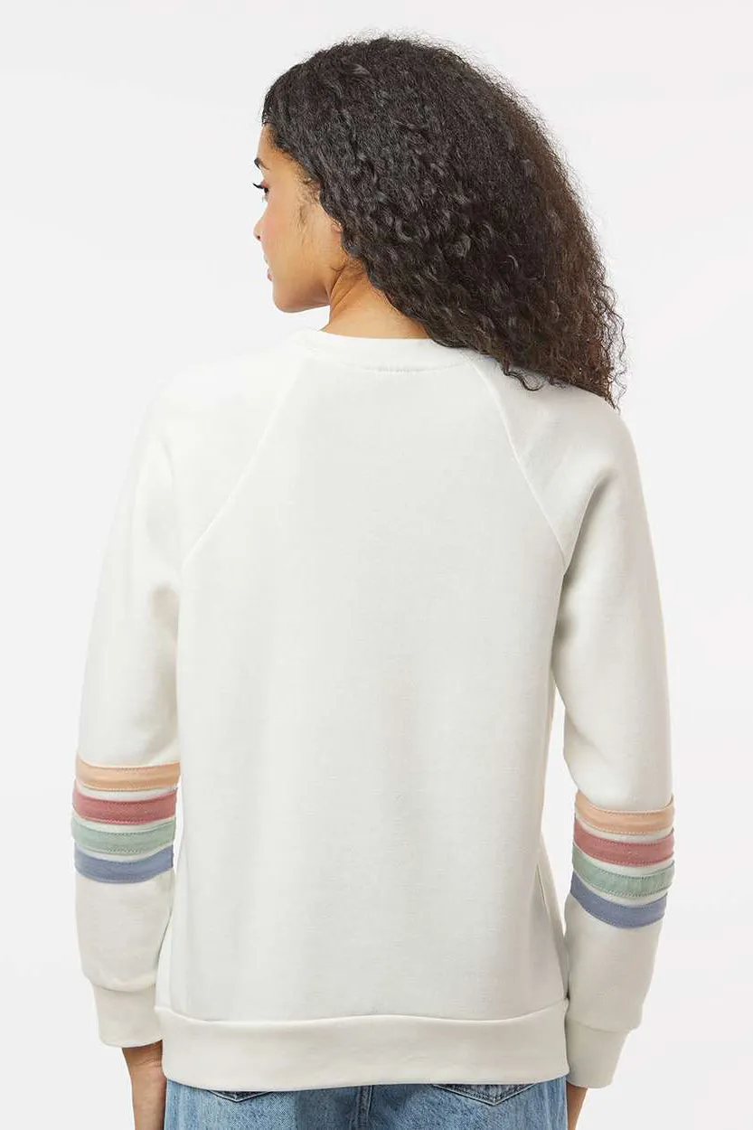 MV Sport Damen Pullover mit gestreiften Ärmeln - Elfenbein