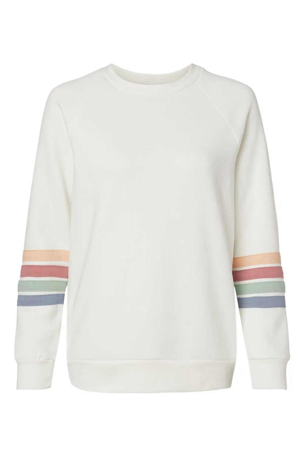 MV Sport Damen Pullover mit gestreiften Ärmeln - Elfenbein