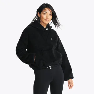 Nautica Damen Sherpa Pullover Kapuzenpullover Echt Schwarz Nautica