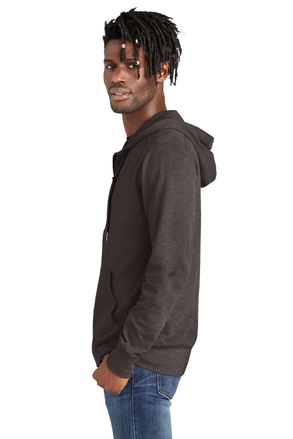 New Era Herren Thermo Kapuzenpullover mit Reißverschluss und Taschen - Heather Schwarz