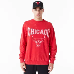 New Era Sweatshirts und Hoodies Chicago Bulls NBA Gewaschener Roter Crewneck Sweatshirt
