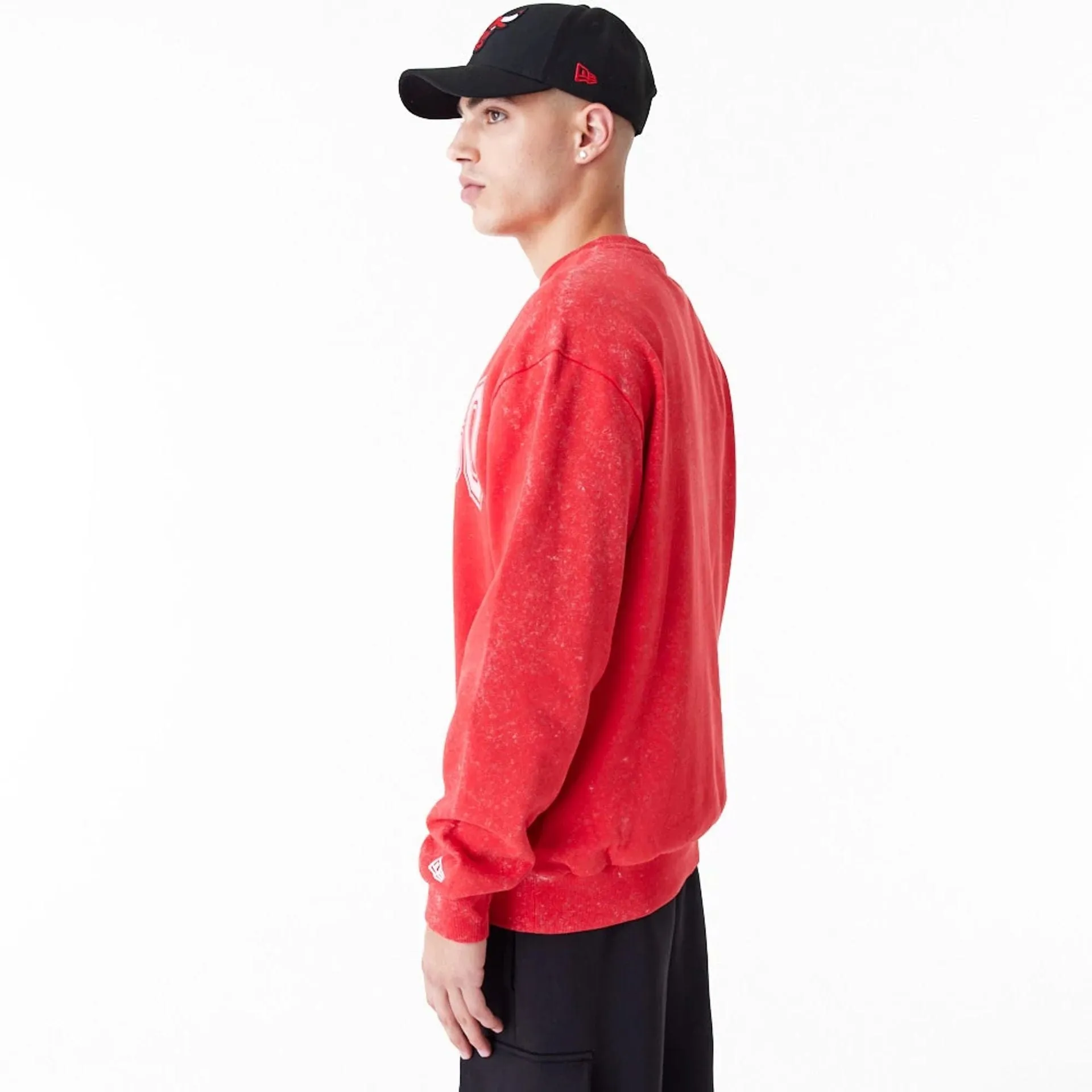 New Era Sweatshirts und Hoodies Chicago Bulls NBA Gewaschener Roter Crewneck Sweatshirt