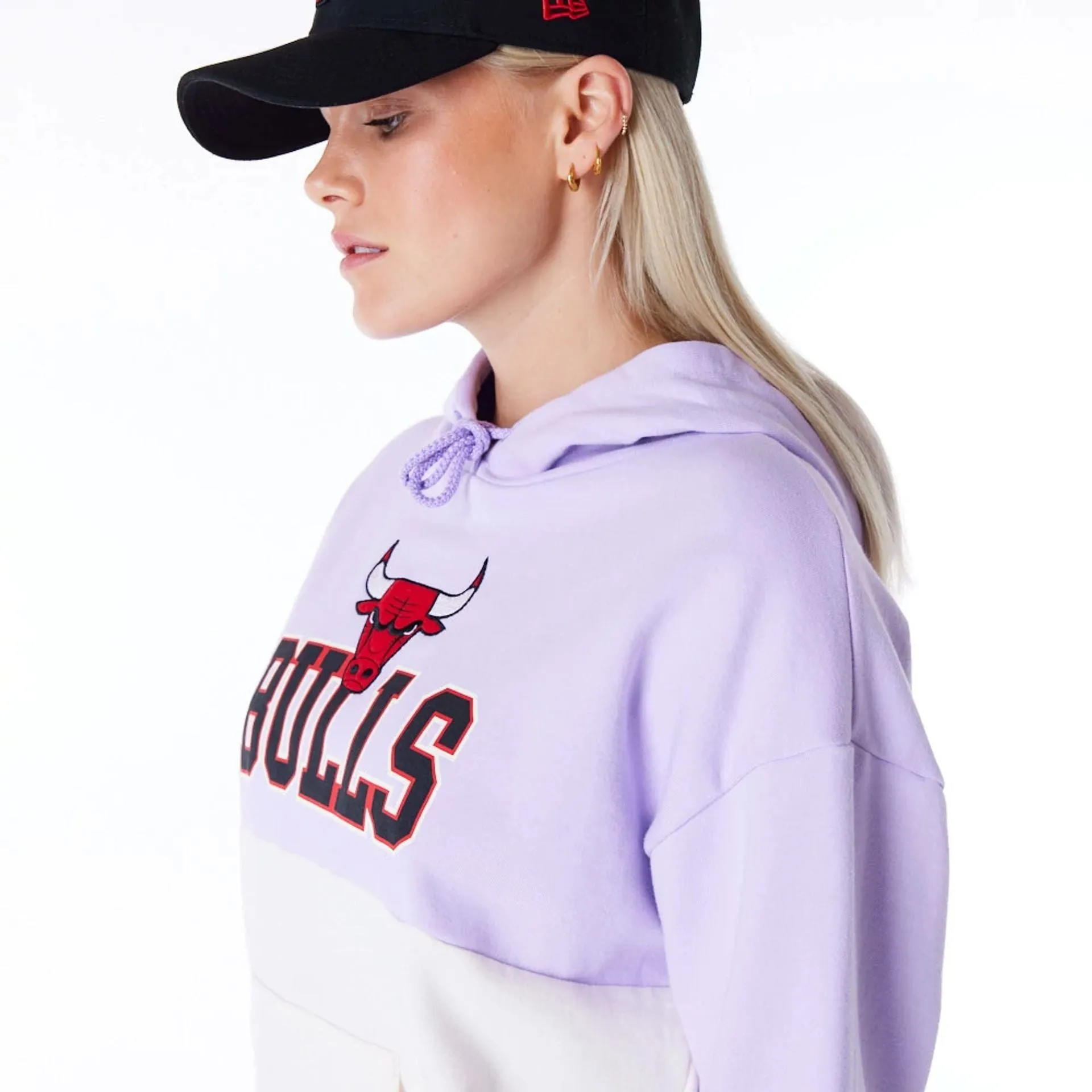 New Era Sweatshirts und Hoodies Chicago Bulls Damen NBA Pastell Lila Übergroßer Pullover Hoodie