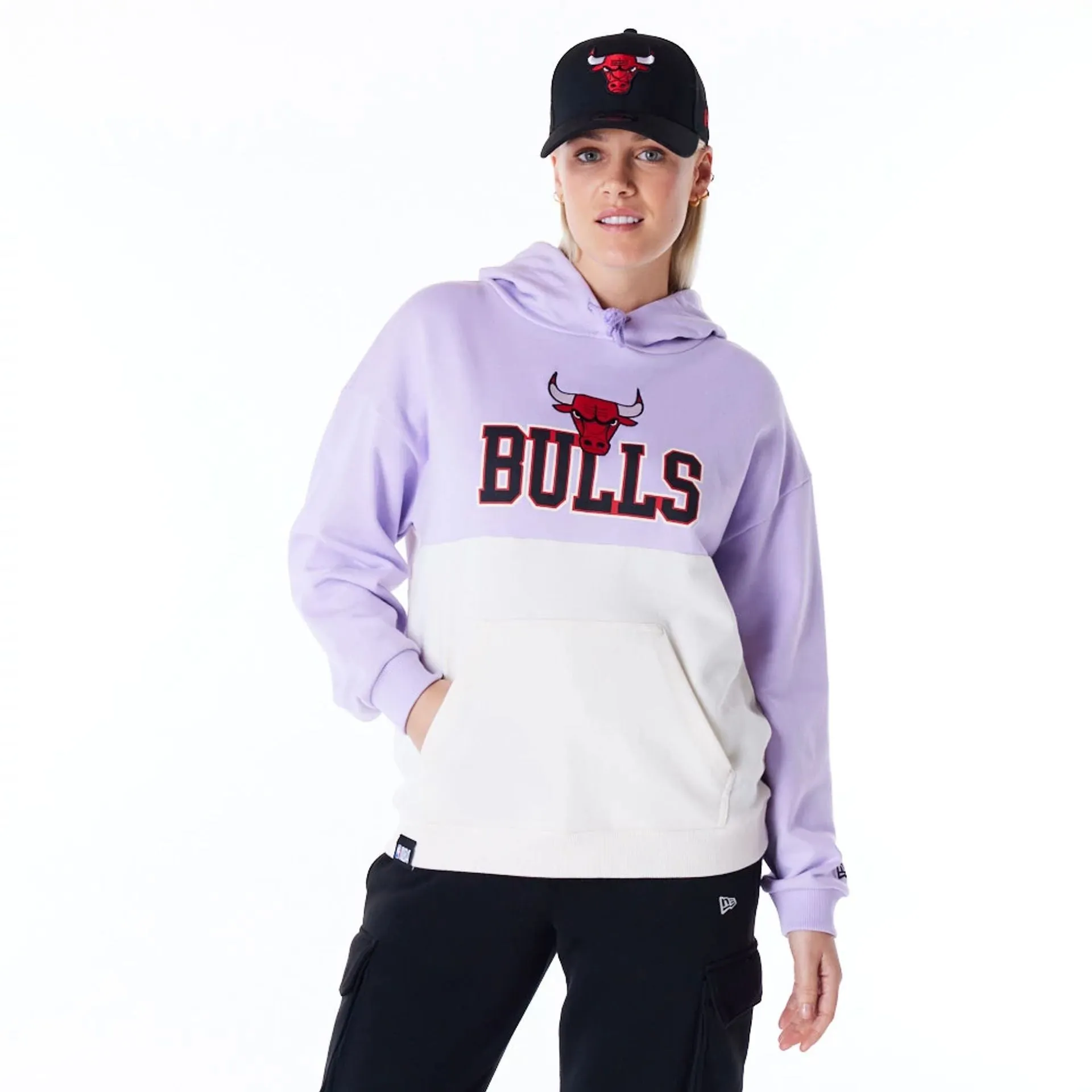 New Era Sweatshirts und Hoodies Chicago Bulls Damen NBA Pastell Lila Übergroßer Pullover Hoodie