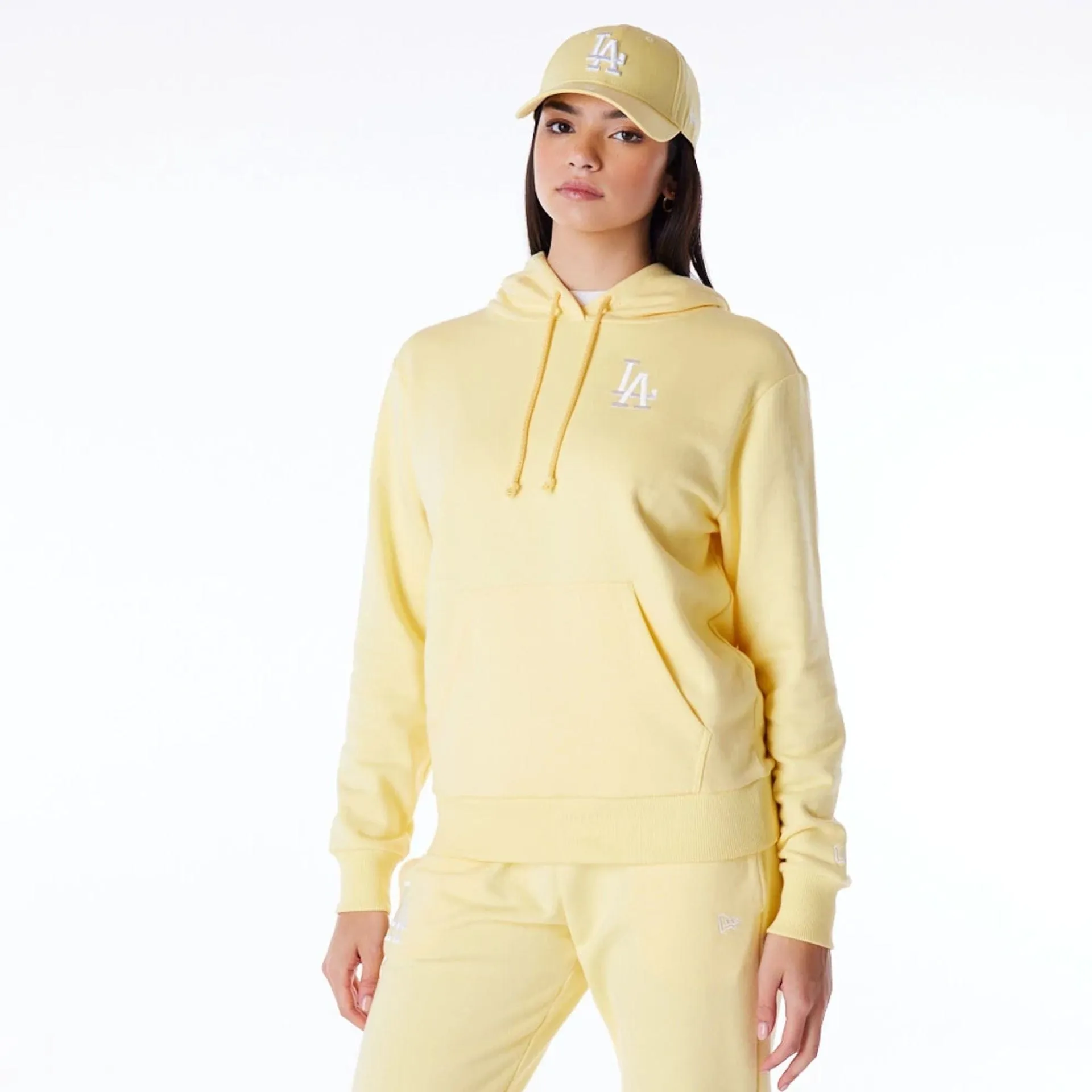 New Era Sweatshirts und Hoodies LA Dodgers Damen MLB League Essential Pastellgelber Pullover Hoodie