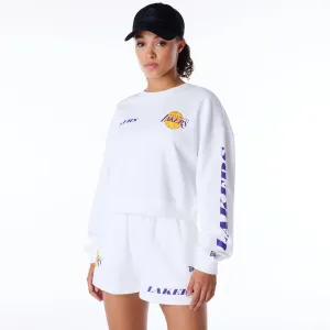 New Era Sweatshirts und Hoodies LA Lakers Damen NBA Wordmark Weiß Crop Crewneck Sweatshirt