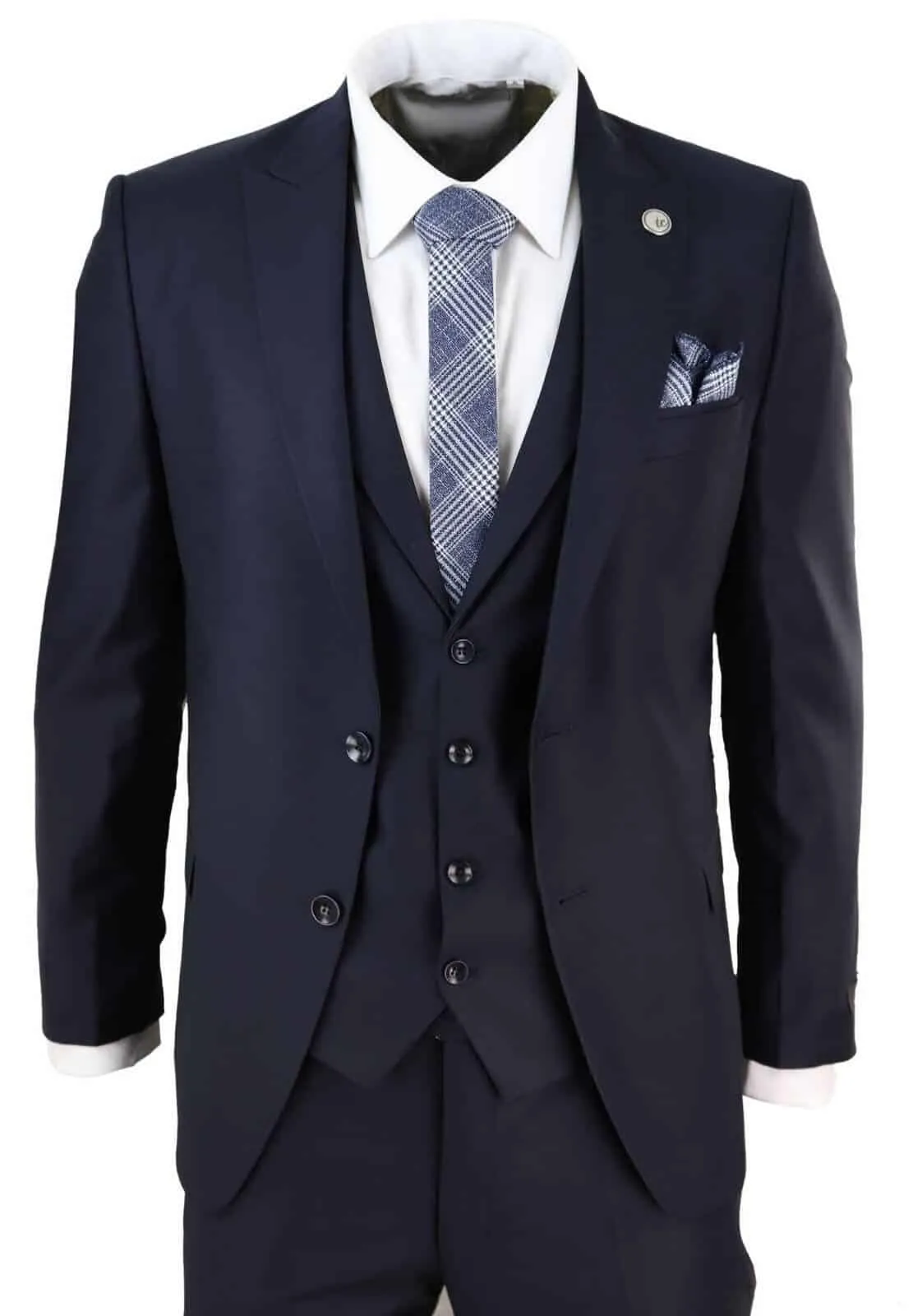 Neuer Herren 3-teiliger Anzug Einfarbig Marineblau Klassisch Maßgeschneidert Schick Casual 1920er Jahre Formell
