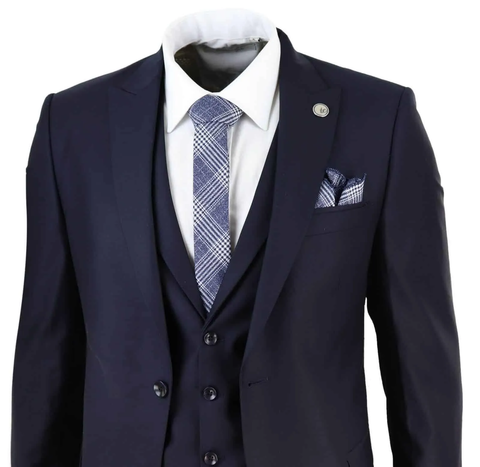 Neuer Herren 3-teiliger Anzug Einfarbig Marineblau Klassisch Maßgeschneidert Schick Casual 1920er Jahre Formell