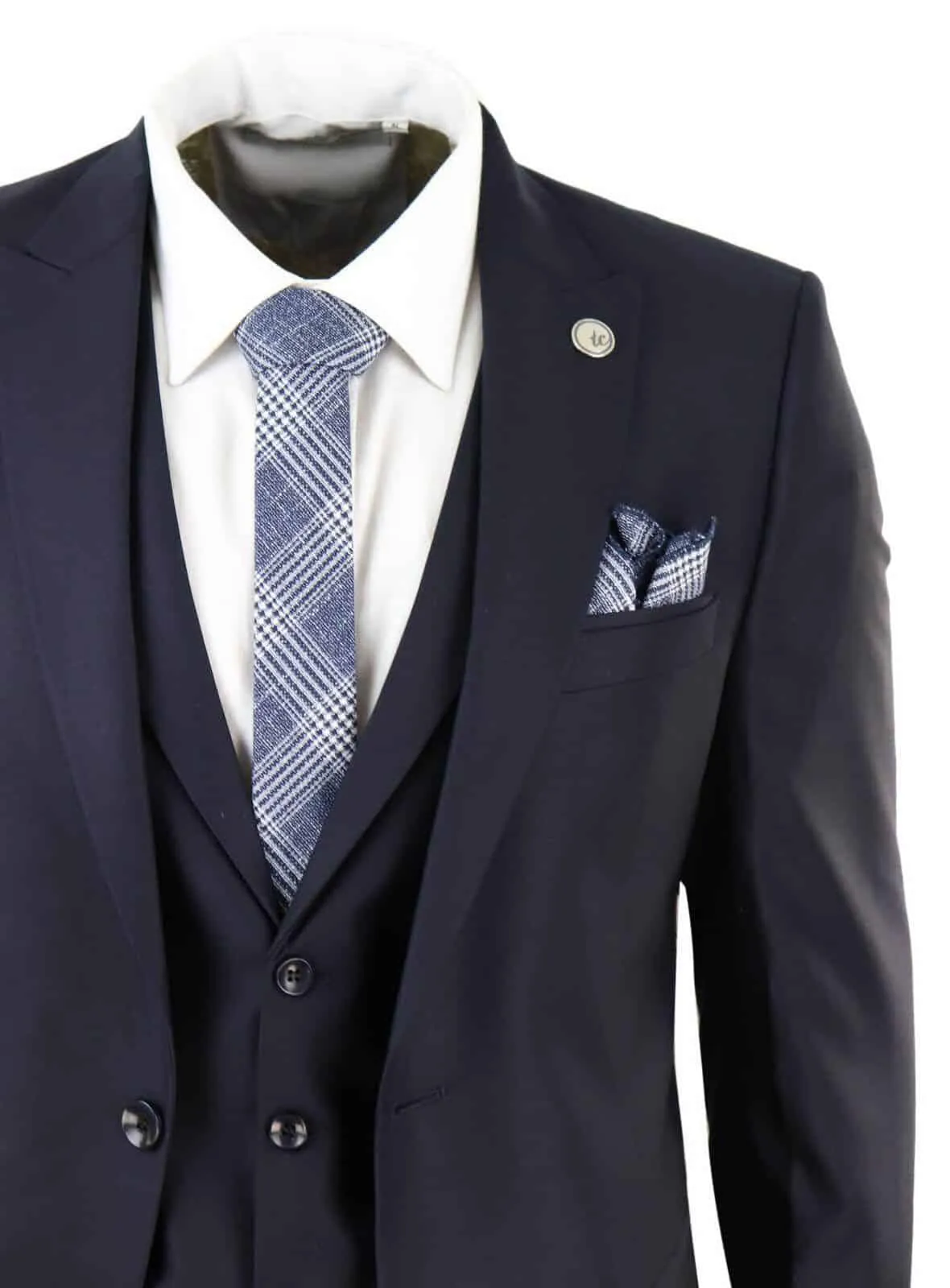 Neuer Herren 3-teiliger Anzug Einfarbig Marineblau Klassisch Maßgeschneidert Schick Casual 1920er Jahre Formell