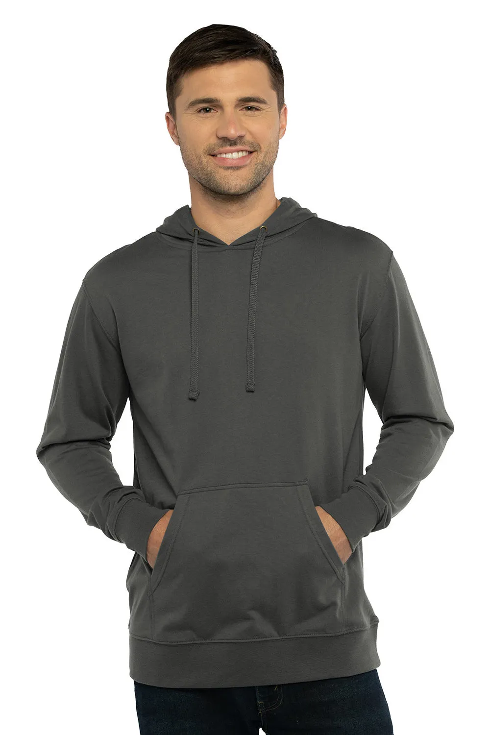 Next Level Herren French Terry Fleece Kapuzenpullover mit Kangaroo-Tasche - Heavy Metal Grau