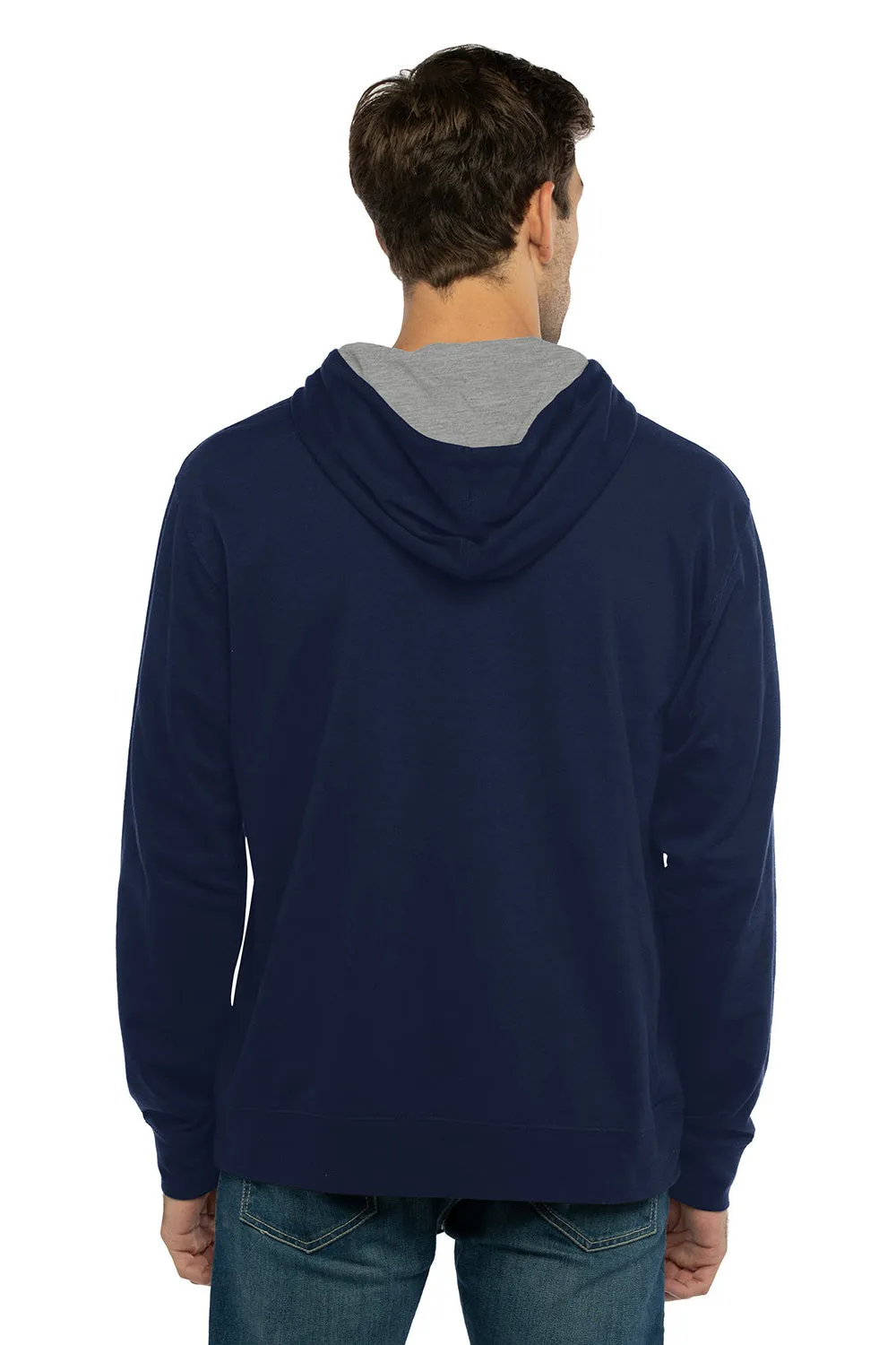 Next Level Herren French Terry Fleece Kapuzenpullover mit Kangaroo-Tasche - Mitternachtsmarineblau/Heather Grau
