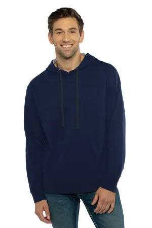 Next Level Herren French Terry Fleece Kapuzenpullover mit Kangaroo-Tasche - Mitternachtsmarineblau/Heather Grau