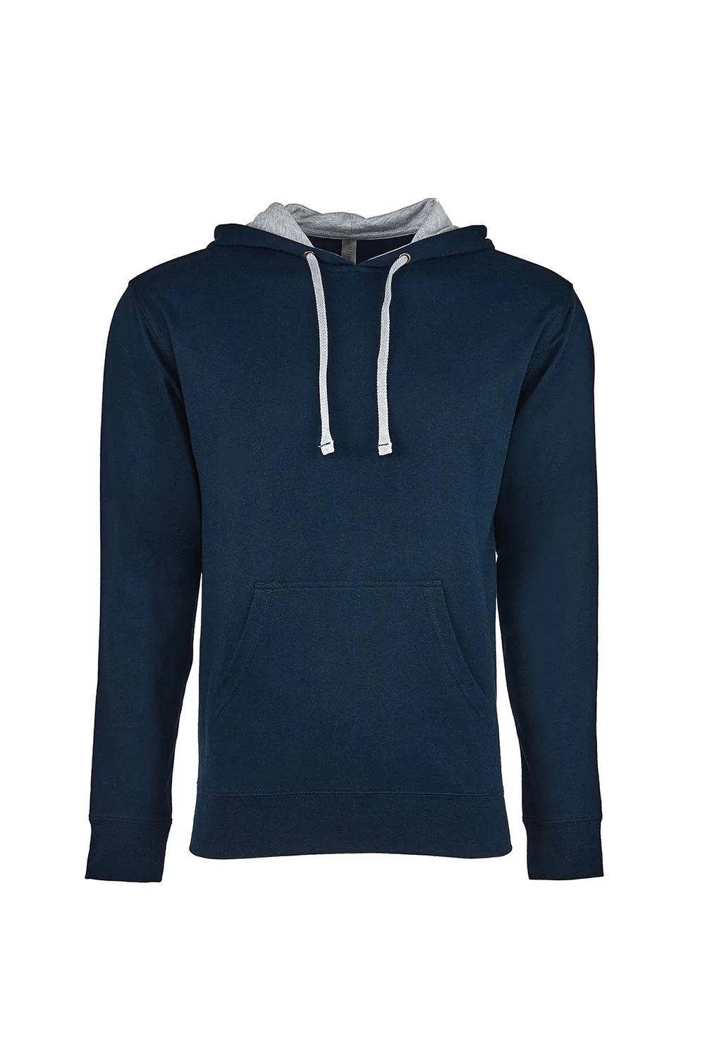 Next Level Herren French Terry Fleece Kapuzenpullover mit Kangaroo-Tasche - Mitternachtsmarineblau/Heather Grau