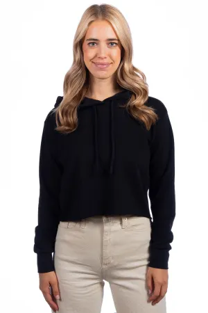 Next Level Damen Cropped Kapuzenpullover Hoodie - Schwarz