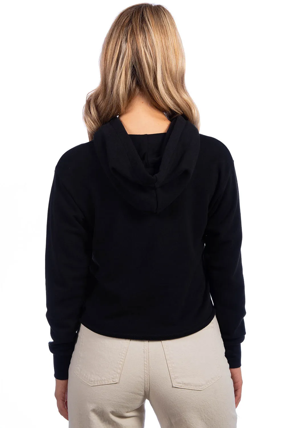 Next Level Damen Cropped Kapuzenpullover Hoodie - Schwarz