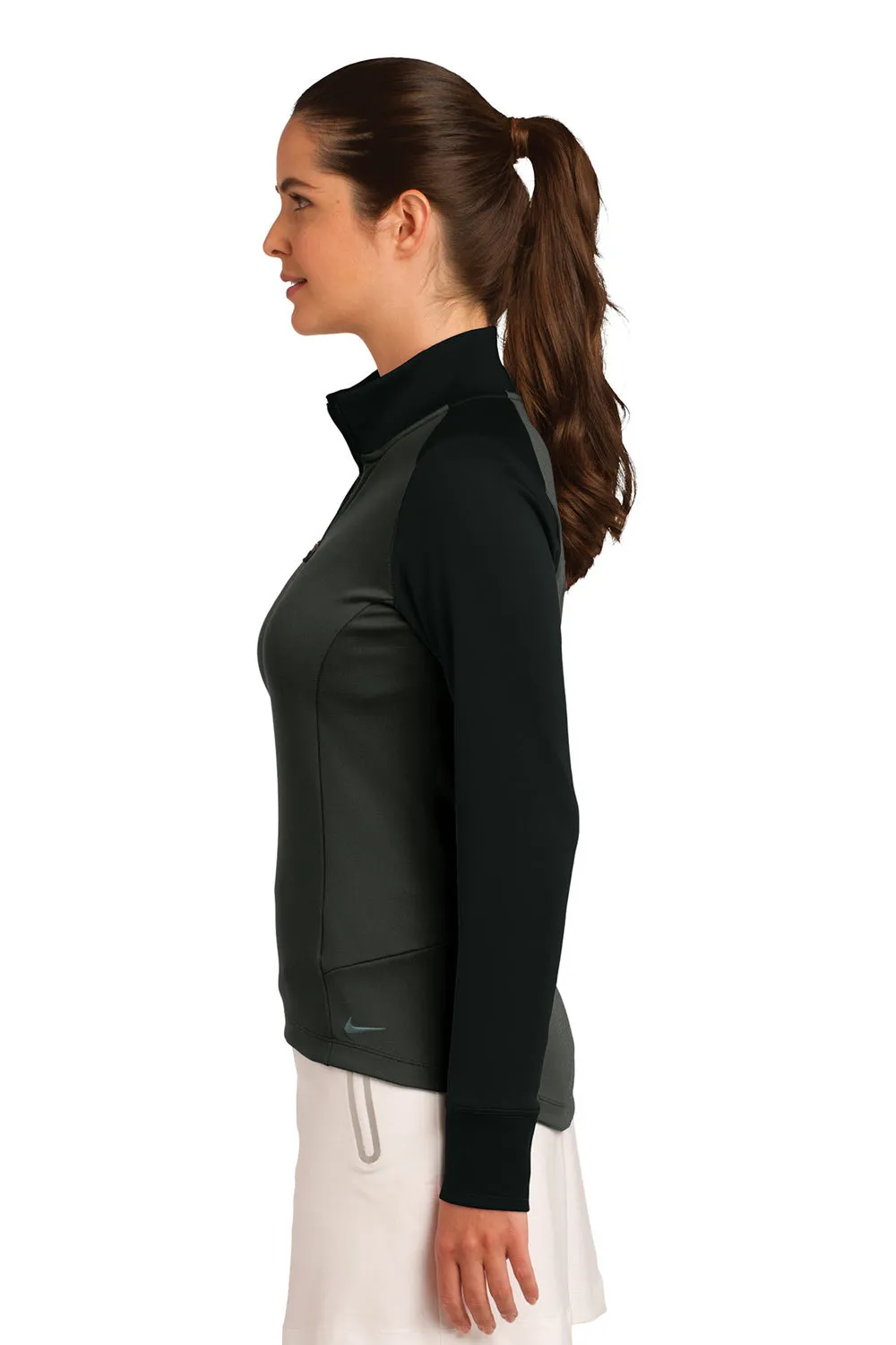 Nike Damen Dri-Fit Feuchtigkeitstransportierendes 1/4-Zip Sweatshirt - Anthrazitgrau/Schwarz