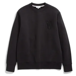 Norse Projects Arne Entspanntes Gebürstetes Fleece N Logo Sweatshirt Schwarze Kleidung Norse Projects