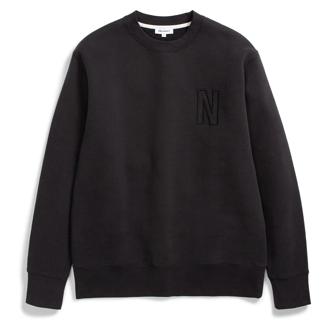 Norse Projects Arne Entspanntes Gebürstetes Fleece N Logo Sweatshirt Schwarze Kleidung Norse Projects