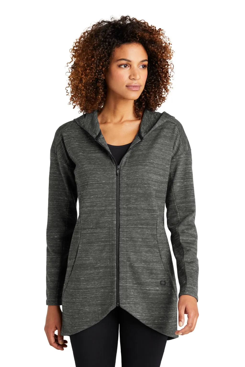 Ogio Damen Flux Kapuzenpullover mit Reißverschluss und Taschen - Heather Tarmac Grau