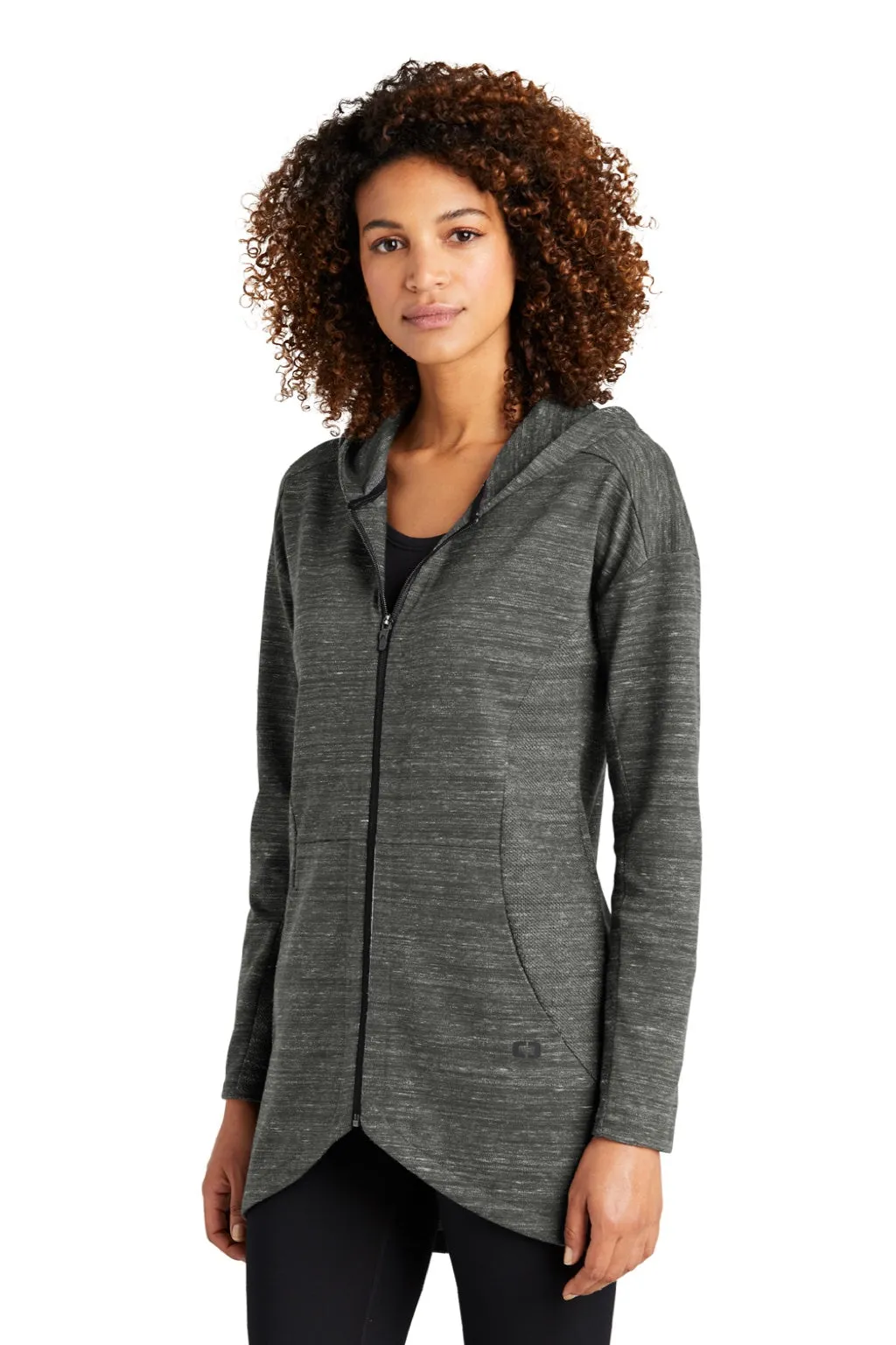 Ogio Damen Flux Kapuzenpullover mit Reißverschluss und Taschen - Heather Tarmac Grau