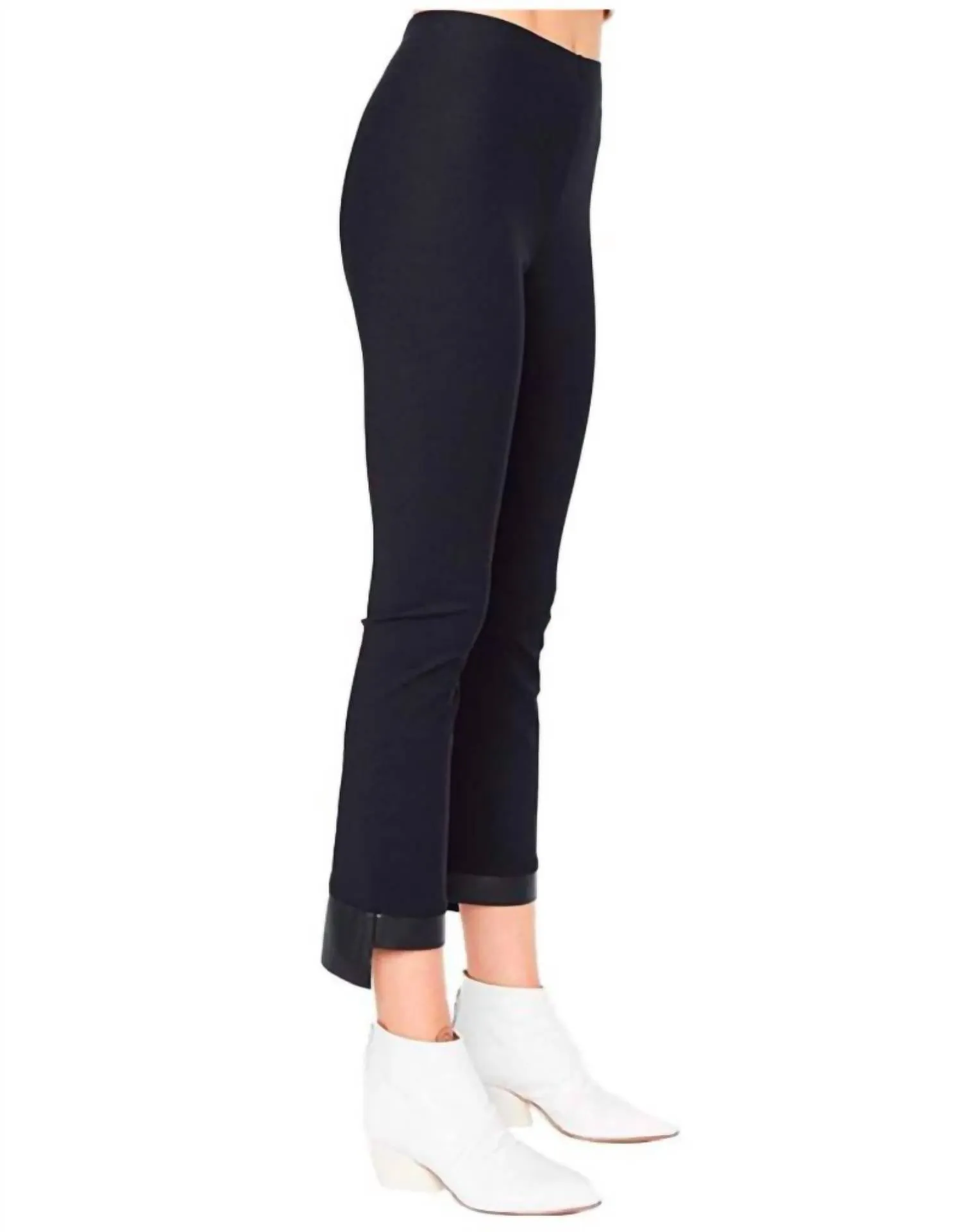 Olga Leather Step Tech Stretch Legging in Schwarz