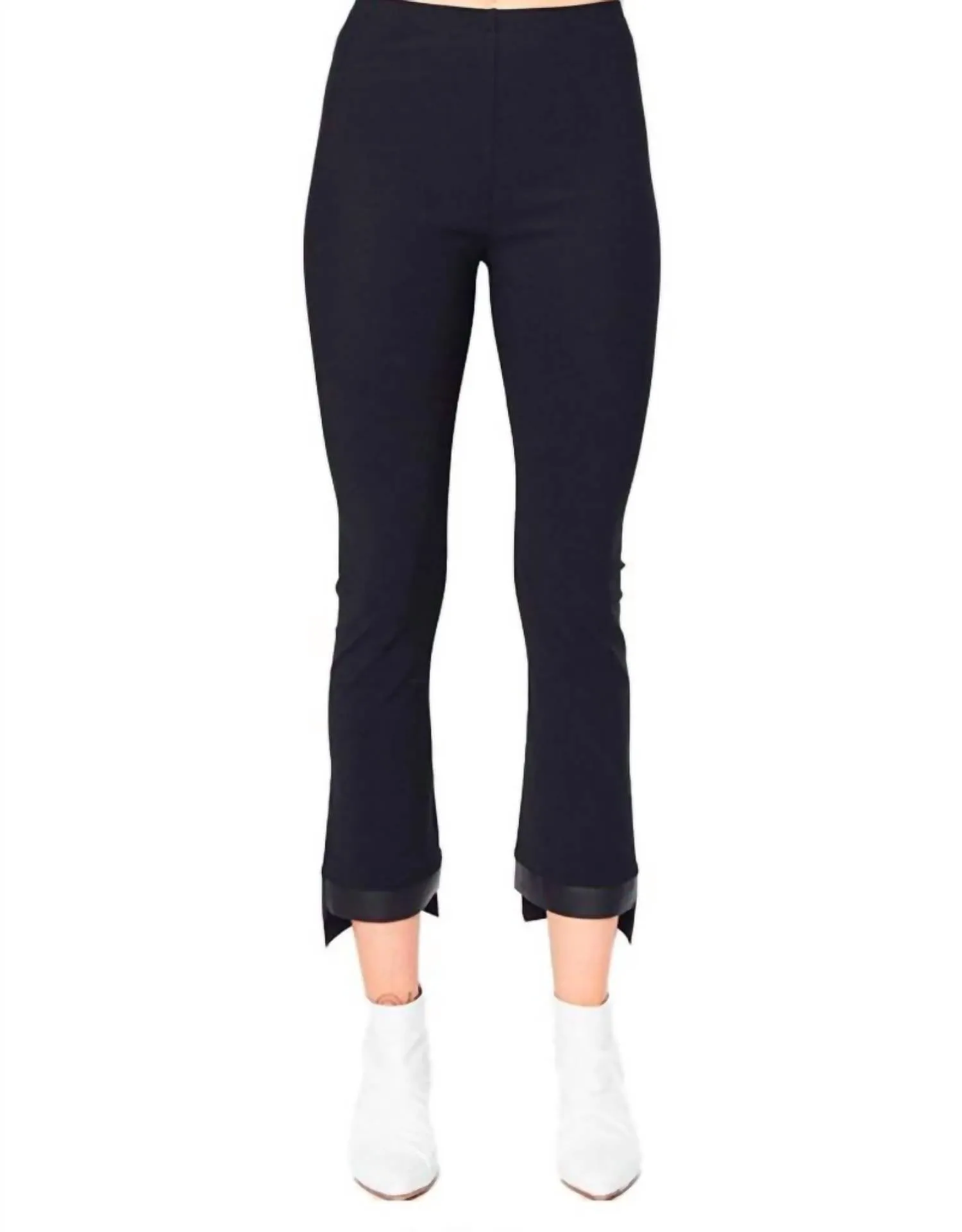 Olga Leather Step Tech Stretch Legging in Schwarz