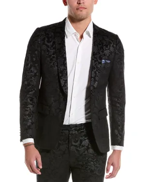Paisley & Grau Regent Slim Fit Jacquard Samt Jacke