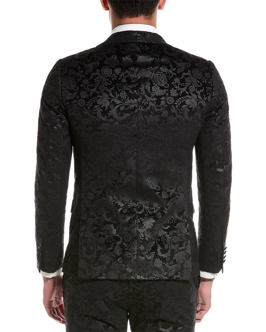 Paisley & Grau Regent Slim Fit Jacquard Samt Jacke