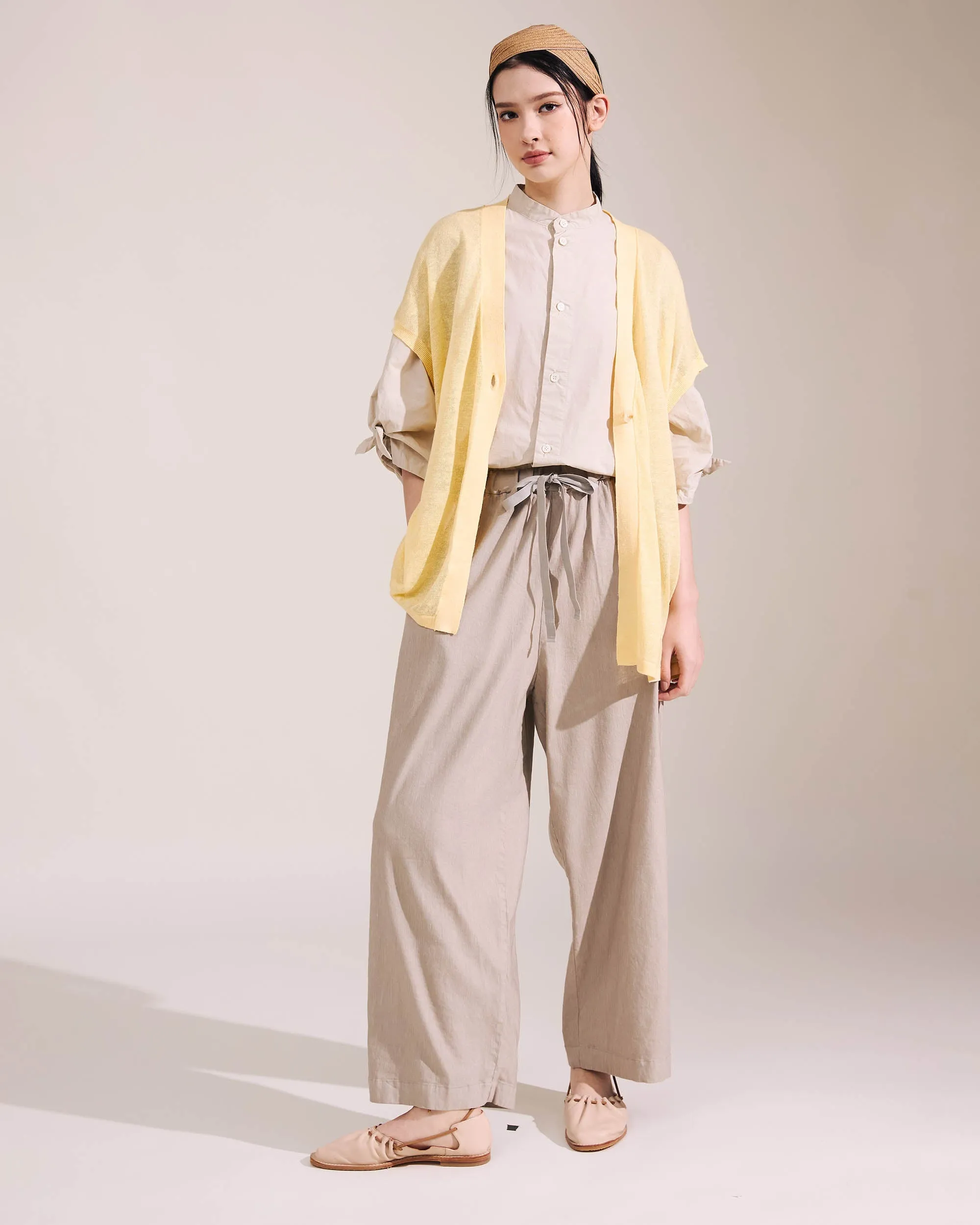 PAS DE CALAIS Französische Leinen-Stretch-Lockerhose Kleidung_Cocktail