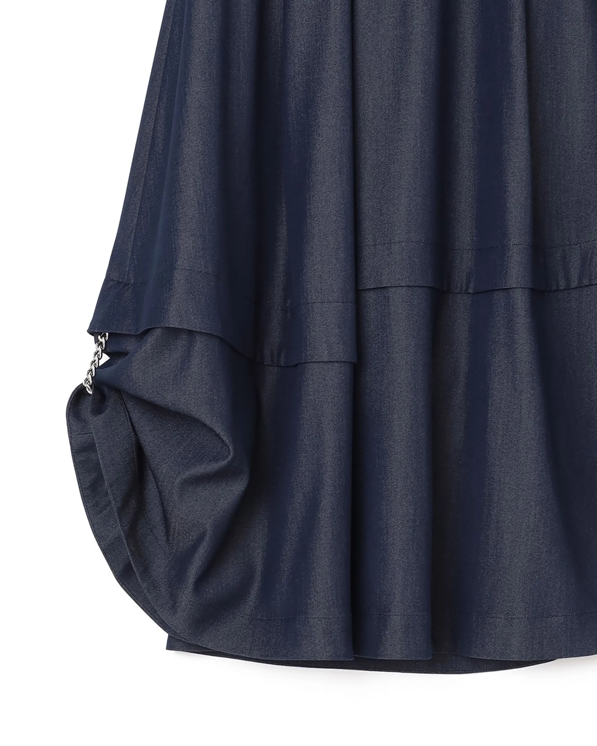 Poly-Rayon-Denim-ähnliche Kettenverzierung 2-Wege-Schlitzrock Kleidung_Atsuro-Tayama
