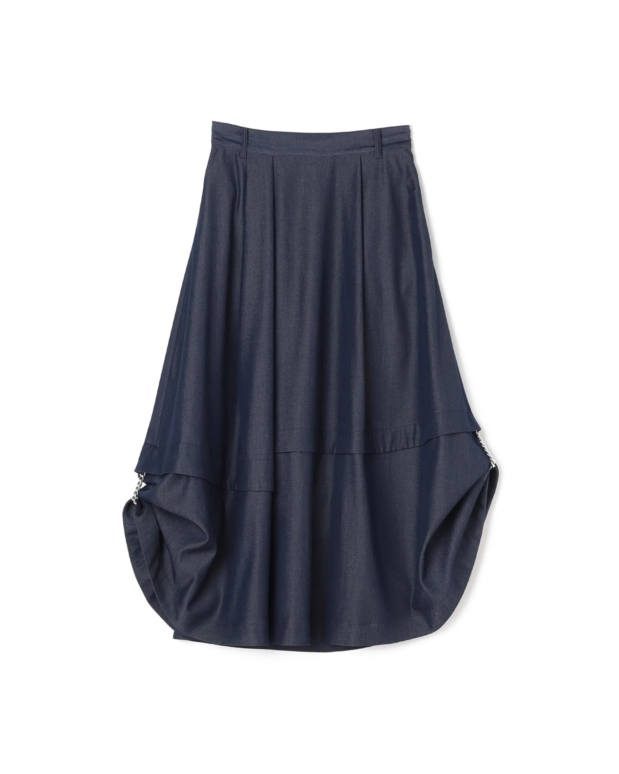 Poly-Rayon-Denim-ähnliche Kettenverzierung 2-Wege-Schlitzrock Kleidung_Atsuro-Tayama