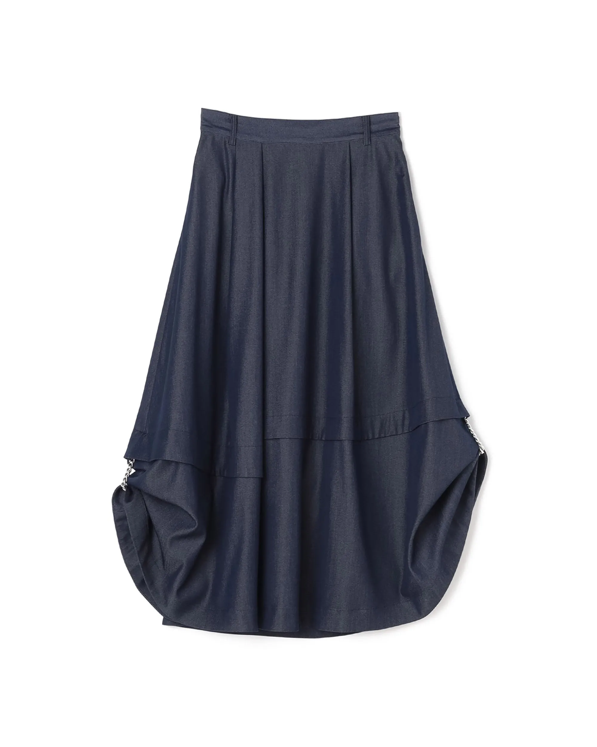 Poly-Rayon-Denim-ähnliche Kettenverzierung 2-Wege-Schlitzrock Kleidung_Atsuro-Tayama
