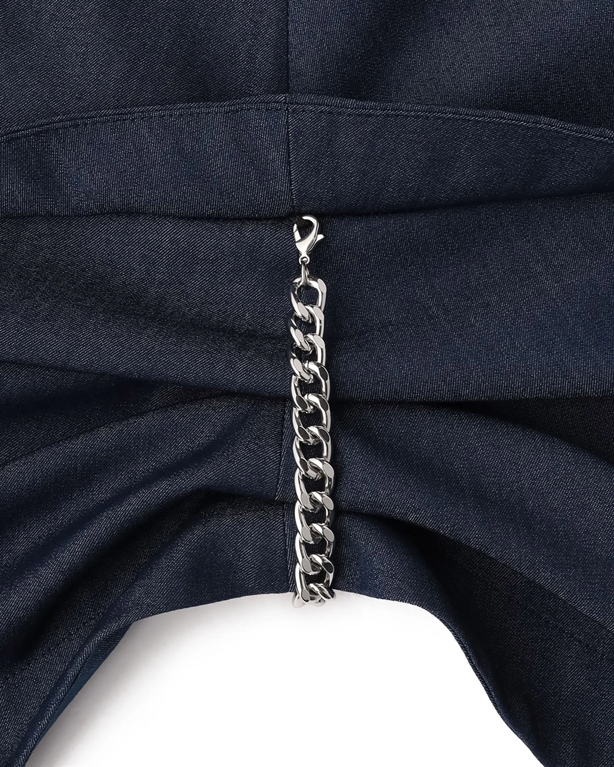 Poly-Rayon-Denim-ähnliche Kettenverzierung 2-Wege-Schlitzrock Kleidung_Atsuro-Tayama