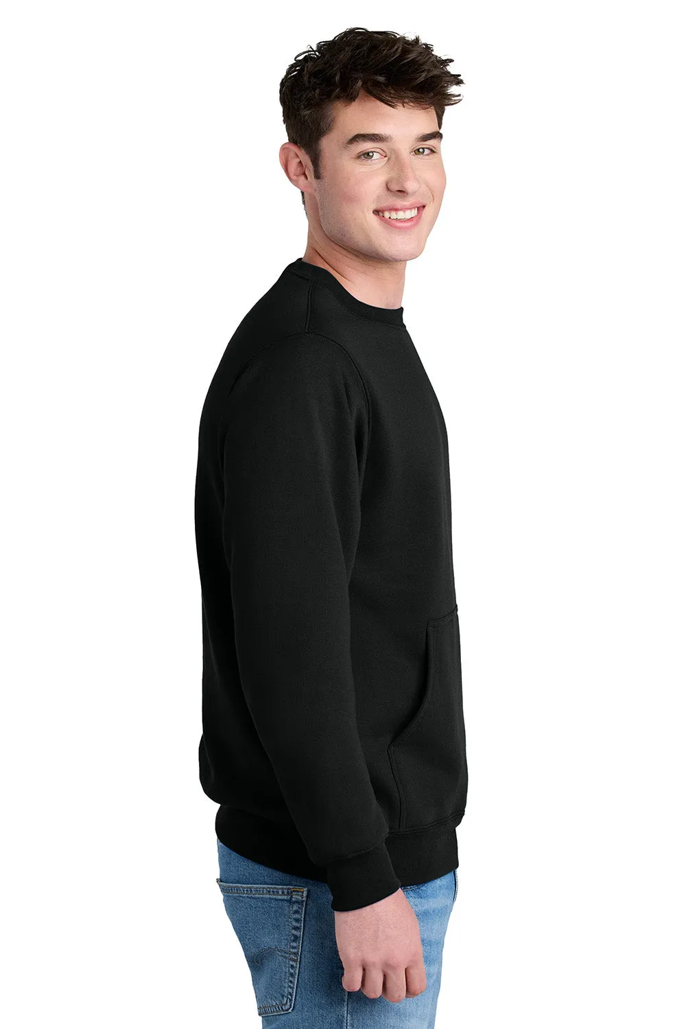 Port & Company Herren Core Fleece Crewneck Sweatshirt mit Beuteltasche - Tiefschwarz