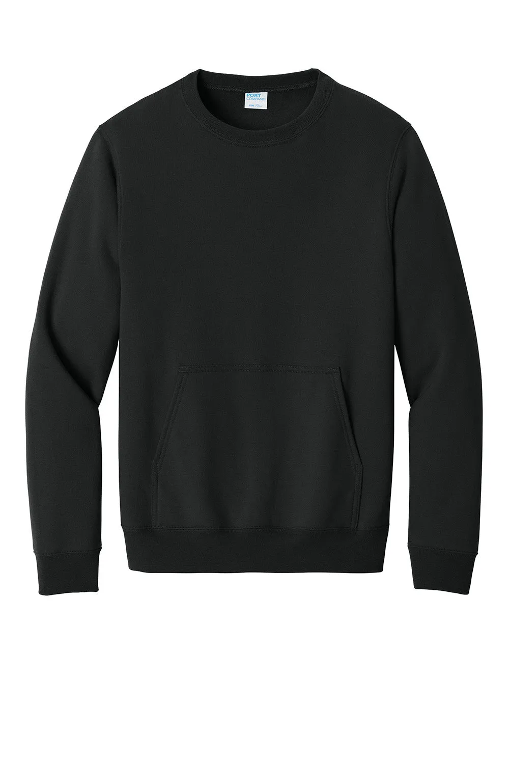 Port & Company Herren Core Fleece Crewneck Sweatshirt mit Beuteltasche - Tiefschwarz