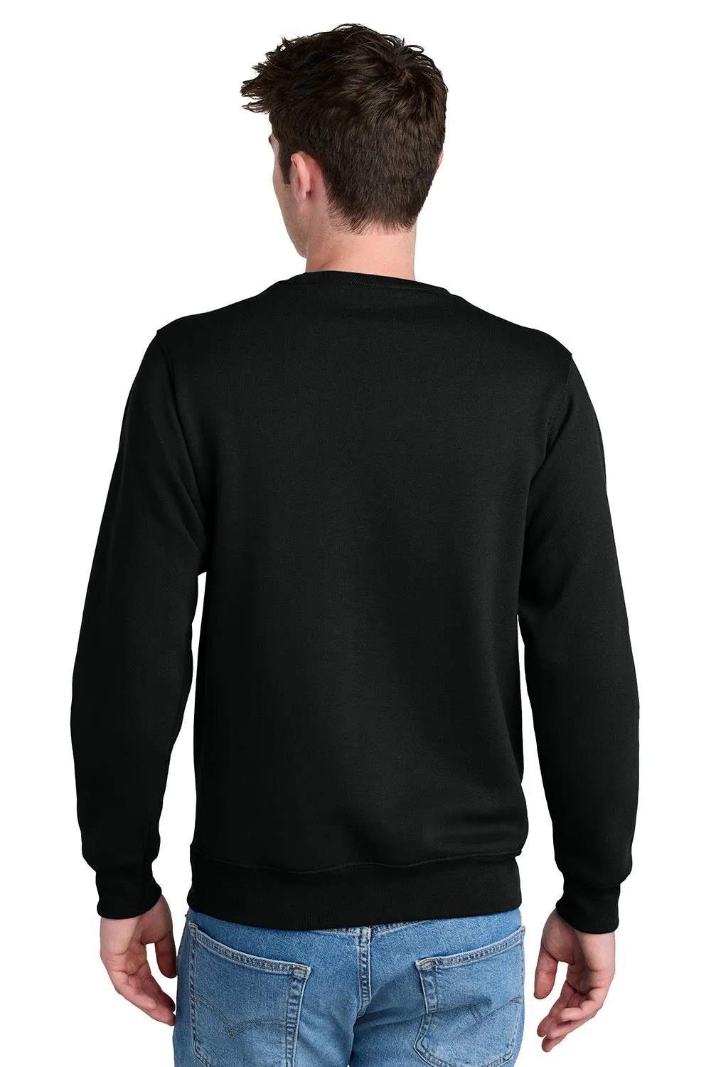 Port & Company Herren Core Fleece Crewneck Sweatshirt mit Beuteltasche - Tiefschwarz
