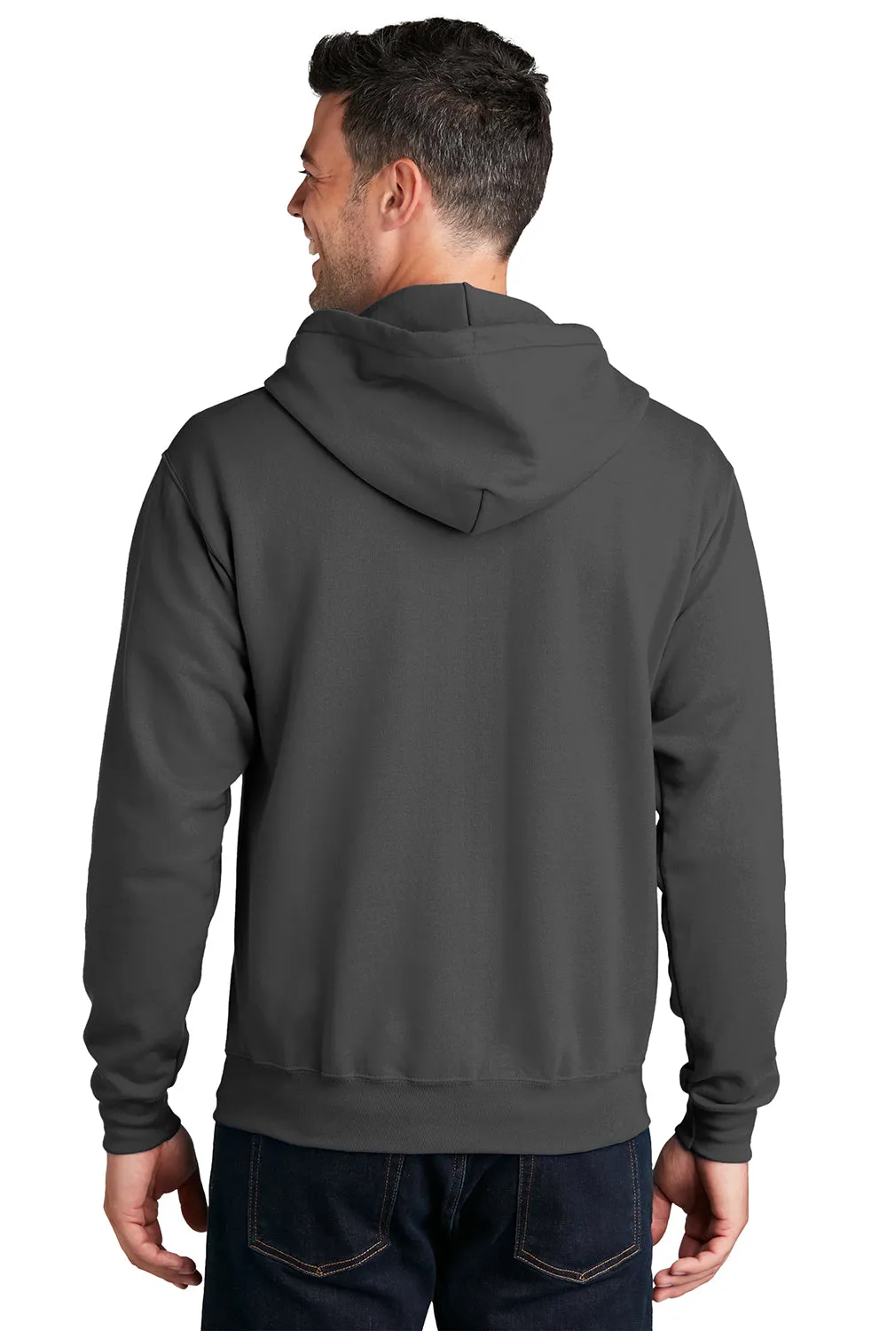 Port & Company Herren Core Pill Resistant Fleece Full Zip Kapuzenpullover Hoodie mit Taschen - Anthrazitgrau
