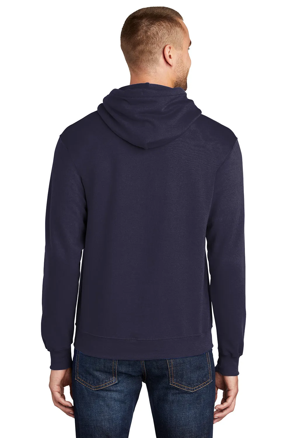Port & Company Herren Core Pill Resistant Fleece Kapuzenpullover Hoodie mit Beuteltasche - Echt Marineblau