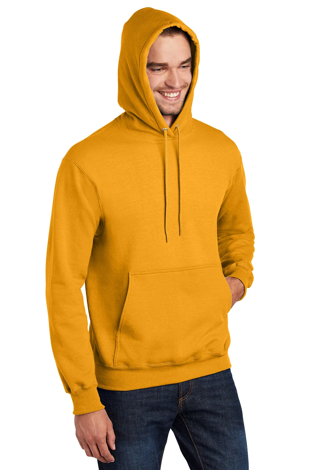 Port & Company Herren Essential Pille-resistente Fleece Kapuzenpullover Hoodie mit Beuteltasche - Gold