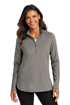 Port Authority Damen C-FREE Double Knit Feuchtigkeitstransportierendes 1/4-Zip Sweatshirt - Rauchgrau