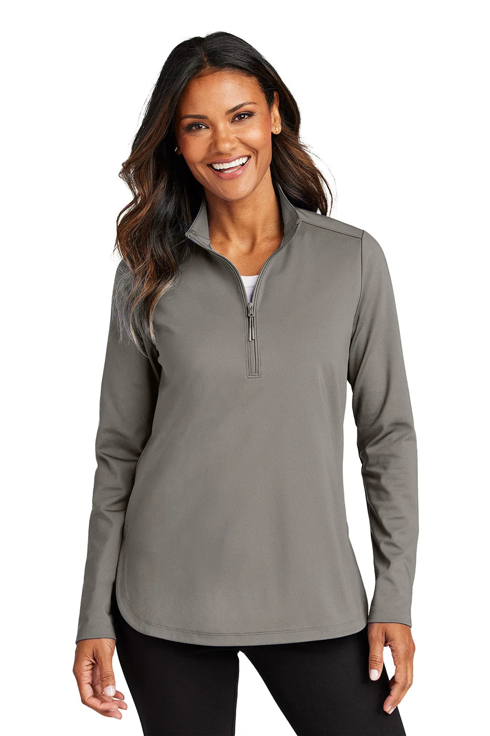 Port Authority Damen C-FREE Double Knit Feuchtigkeitstransportierendes 1/4-Zip Sweatshirt - Rauchgrau