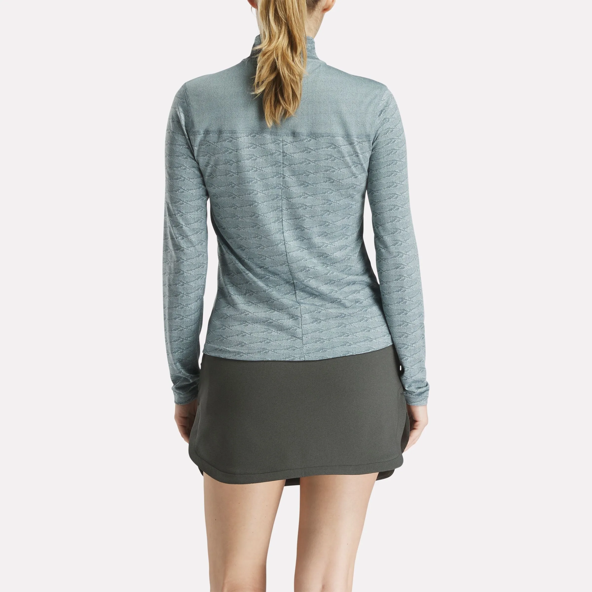 Reebok Bekleidung Damen Langarm Engineered Vector Jacquard 1/4-Zip Golf Pullover Top