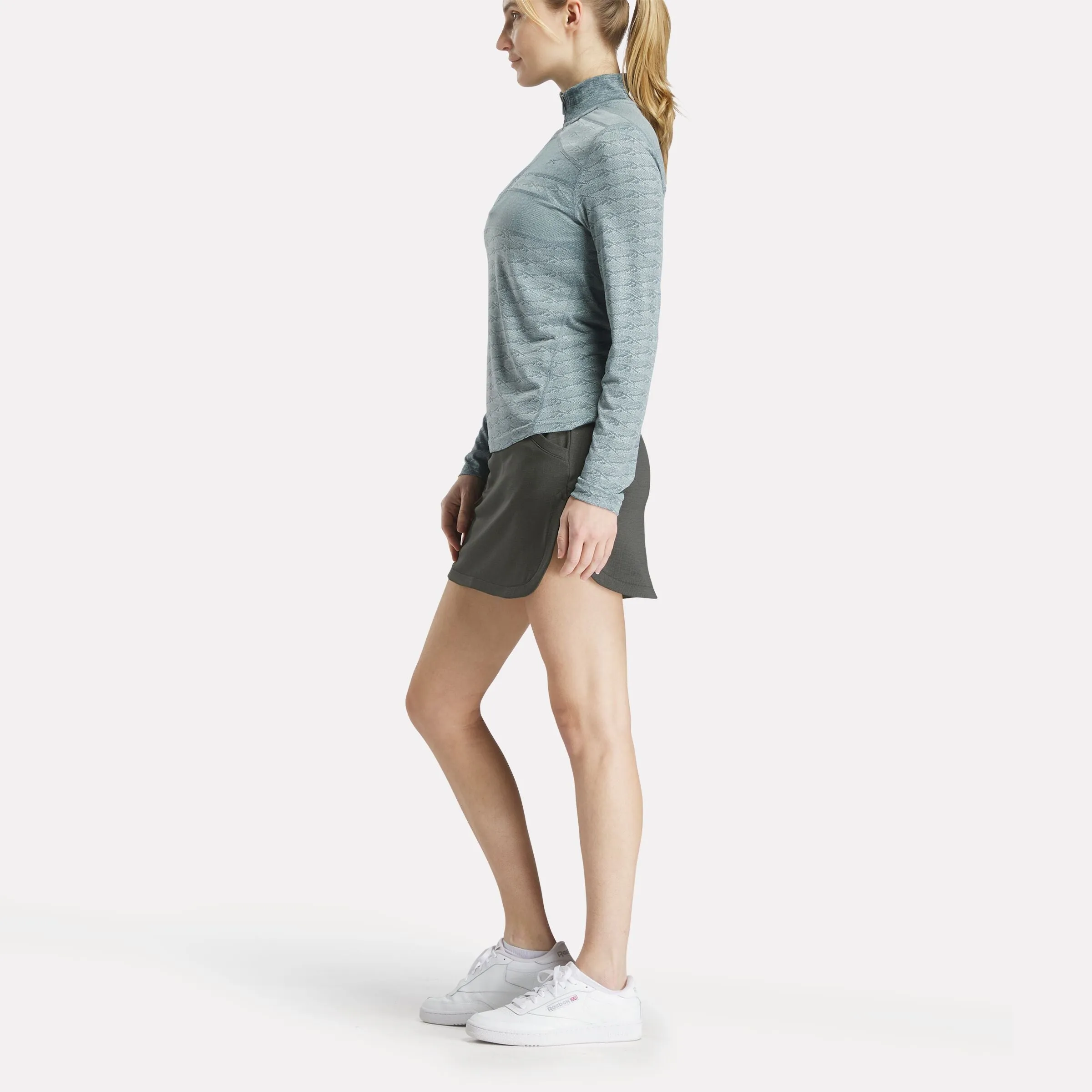 Reebok Bekleidung Damen Langarm Engineered Vector Jacquard 1/4-Zip Golf Pullover Top