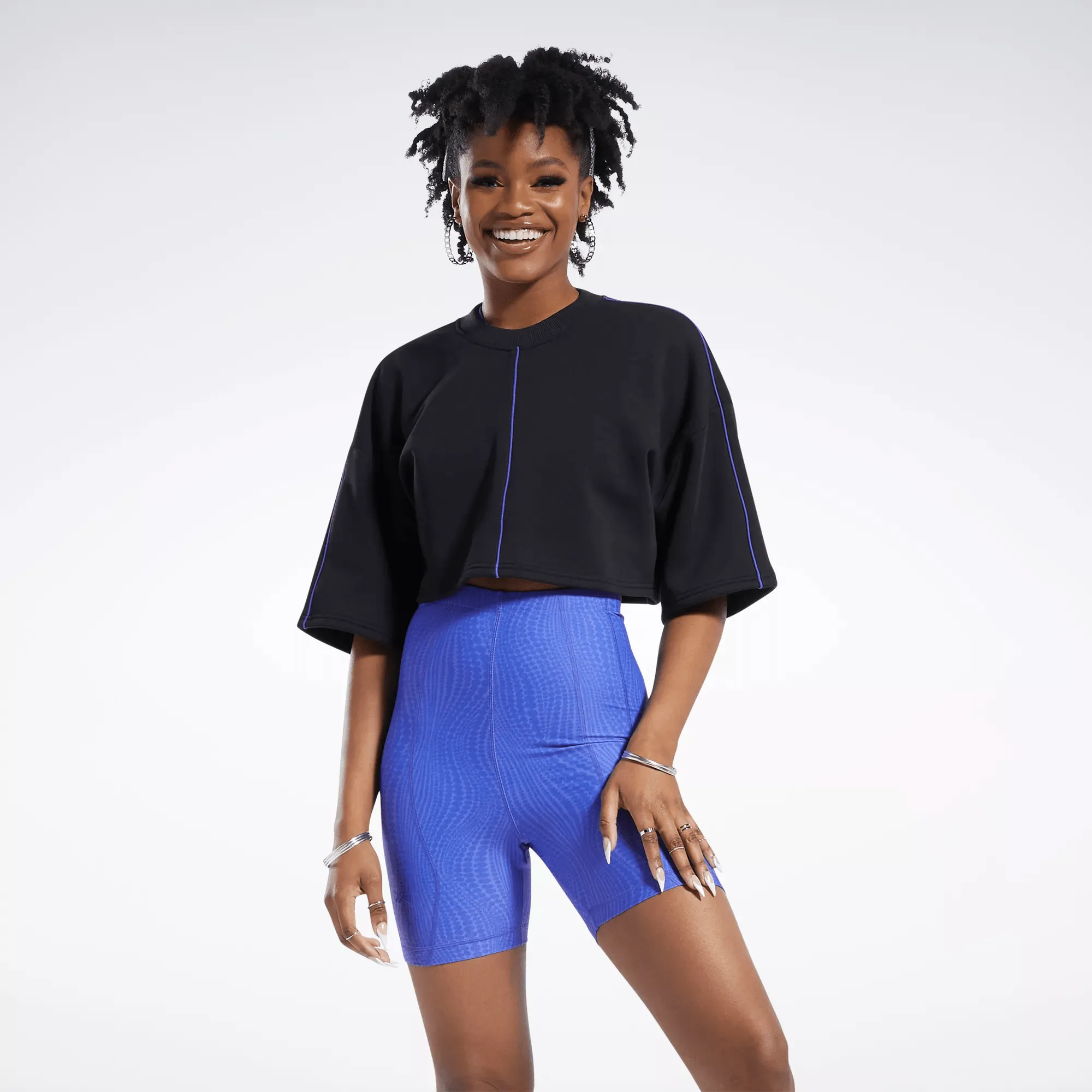 Reebok Damen Cardi B Crop T-Shirt Schwarz Reebok