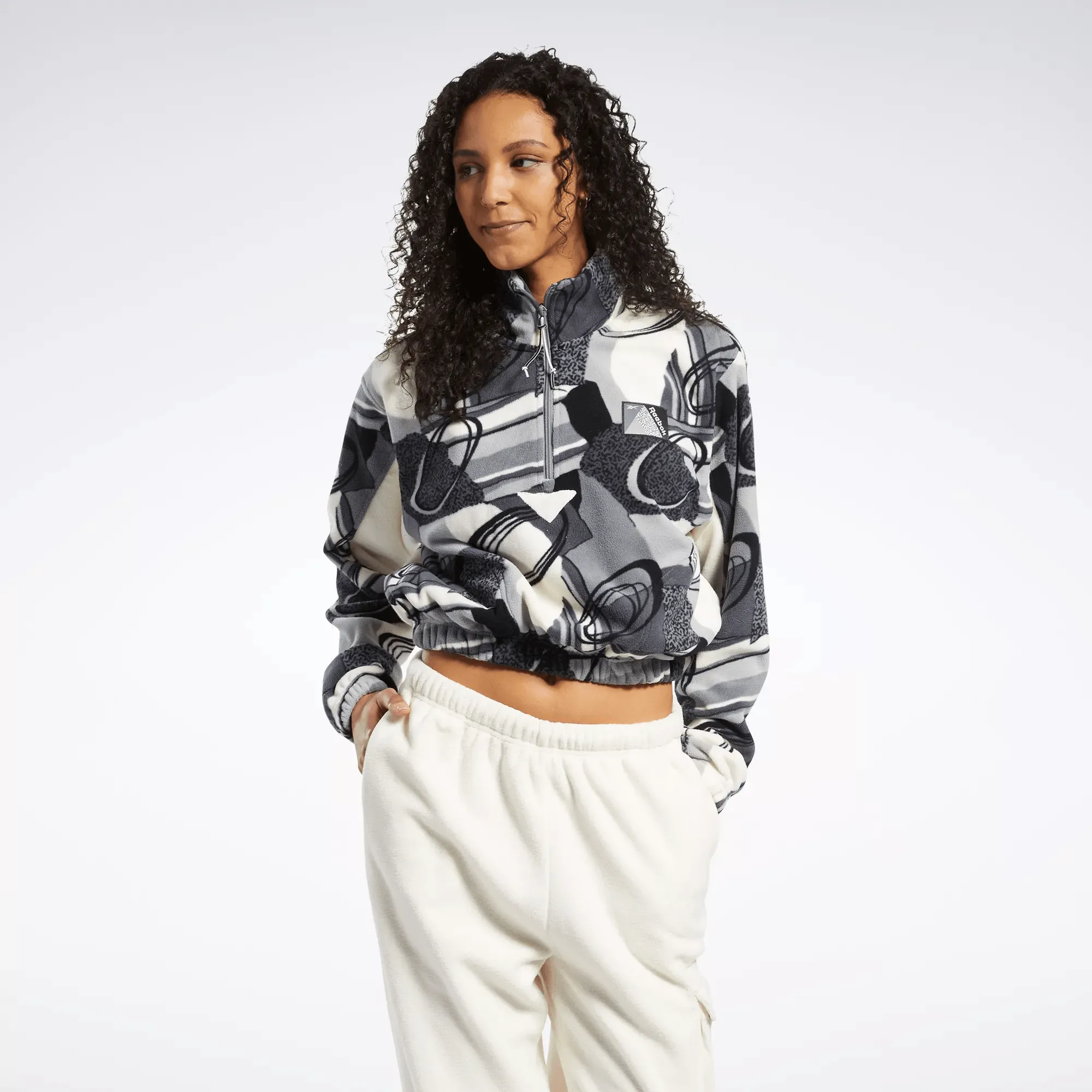 Reebok Damen Classics Winter Print Halbzip-Pullover Grau Reebok
