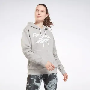 Reebok Damen Identity Logo Fleece Pullover Kapuzenpullover Grau Reebok