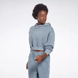 Reebok Damen Les Mills Natural Dye Crop Hoodie Blau Reebok