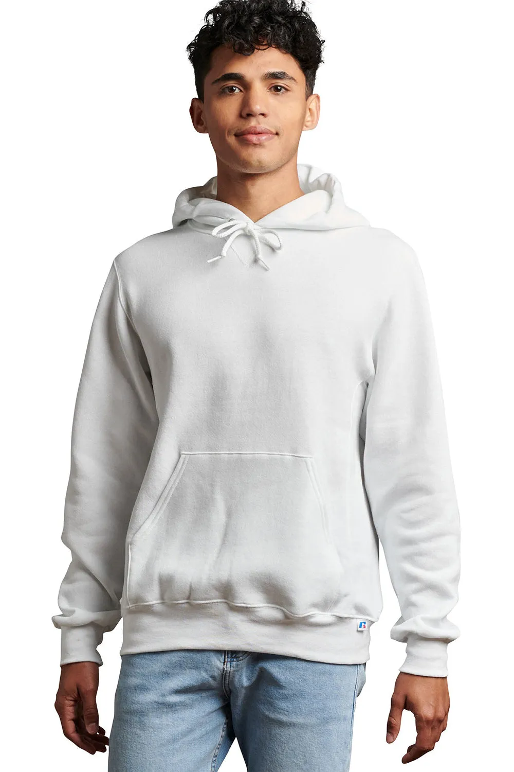 Russell Athletic Herren Dri-Power Feuchtigkeitstransportierende Kapuzenpullover Hoodie mit Kangaroo-Tasche - Weiß